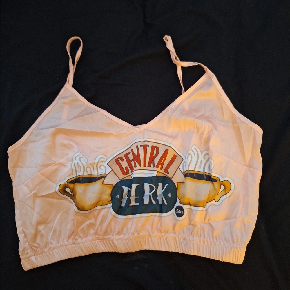 Cream Bra with Spaghetti Straps and Graphic Design